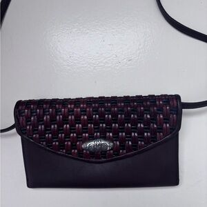 Brighton Burgundy and Black Woven Crossbody Bag